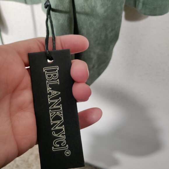 Blank NYC Womens Bagatelle Faux Suede Drape Front Jacket Winter Olive Green SZ M - Picture 4 of 8